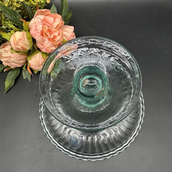 Recycled Glass Compote Ecoglass made in Spain Clear Greenish blue glass. - Picture 3 of 4